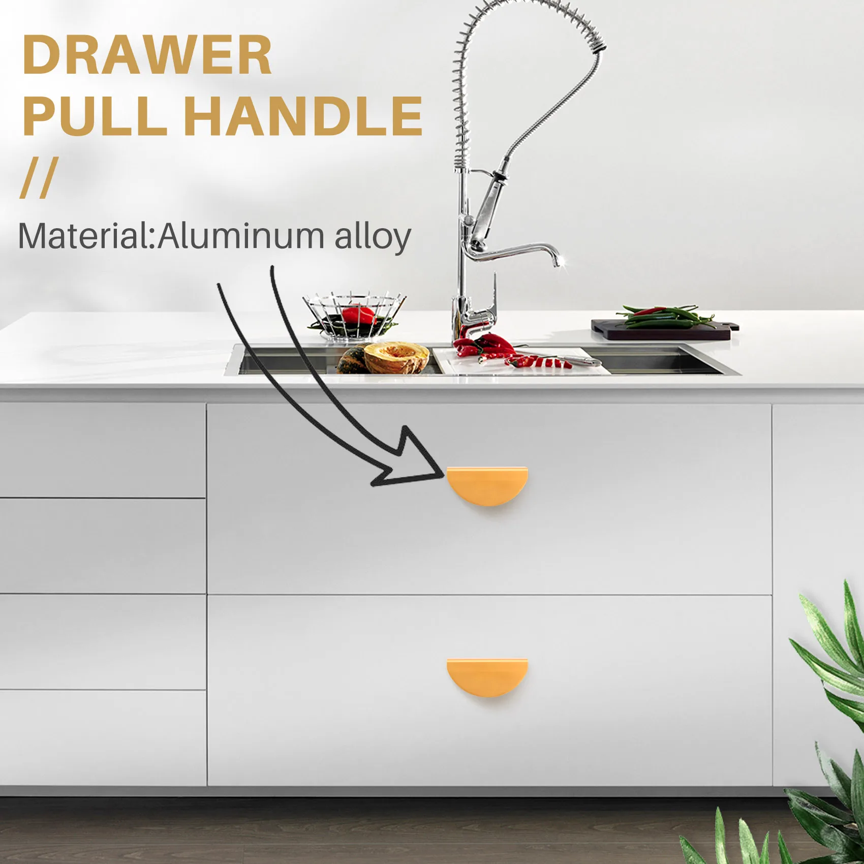 ABZV-8Pack Champagne Gouden Lade Trekt, 2,5 Inch Halve Maan Kast Lade Trekt Keuken Handgrepen, Moderne Kast Hardware Trekt