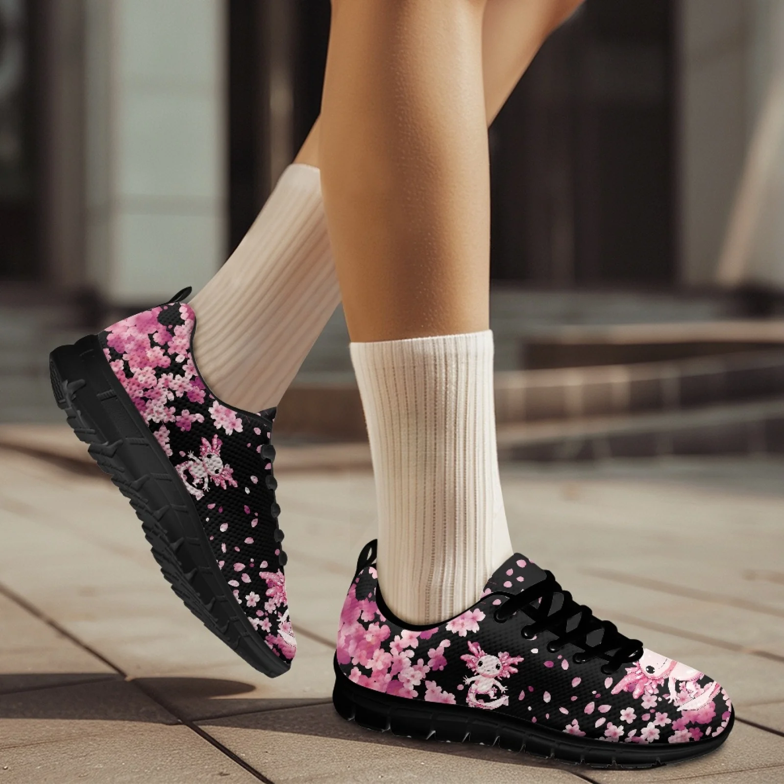 2025 Cute Axolotl Print Ladies Sport Jogging Shoes Woman Flat Shoes for Women Lace Up Lightweight Man Sneakers Male Casual Shoe