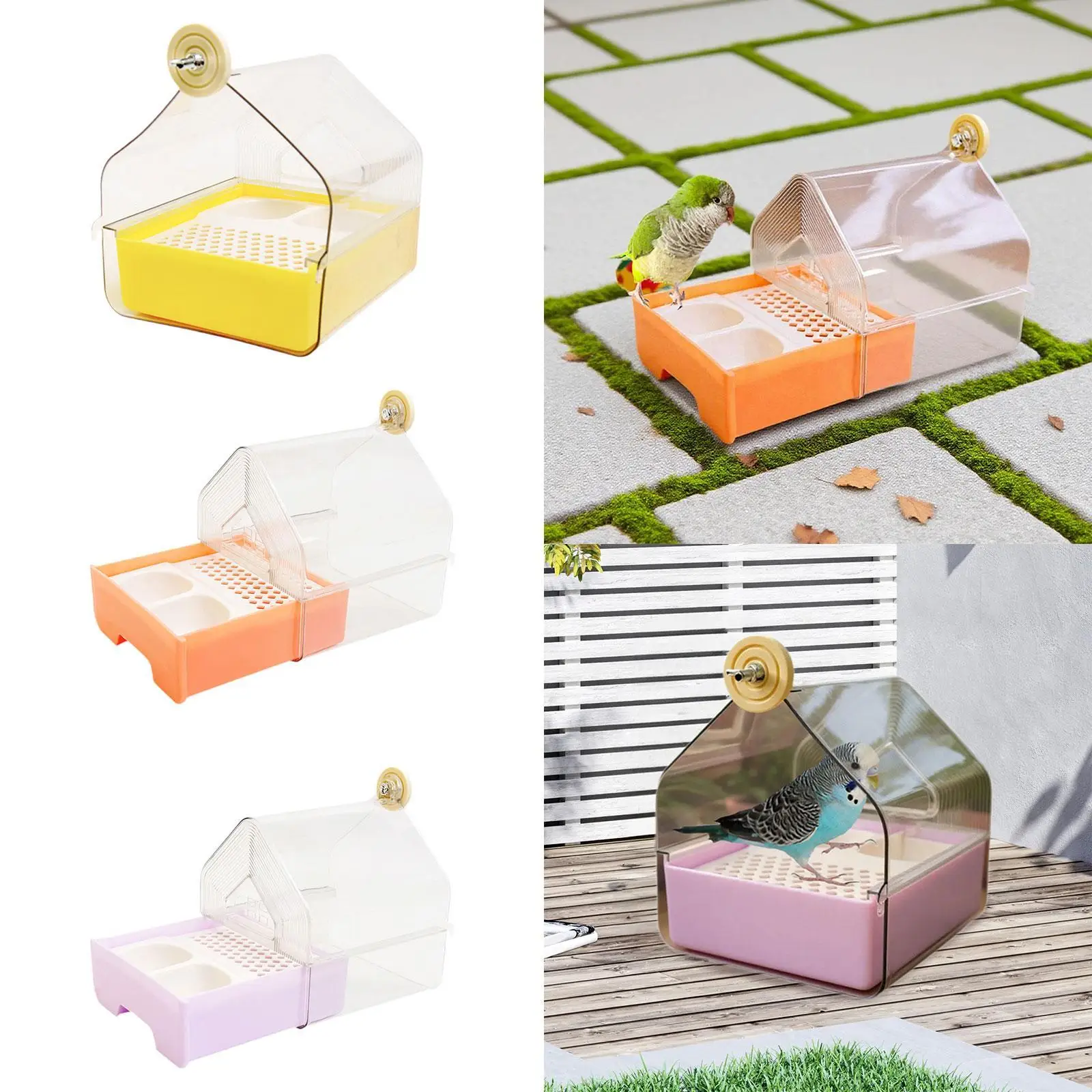 

Hanging Bird Bath with Feeder Shower Box Bird Bathtub House for Canaries Finches