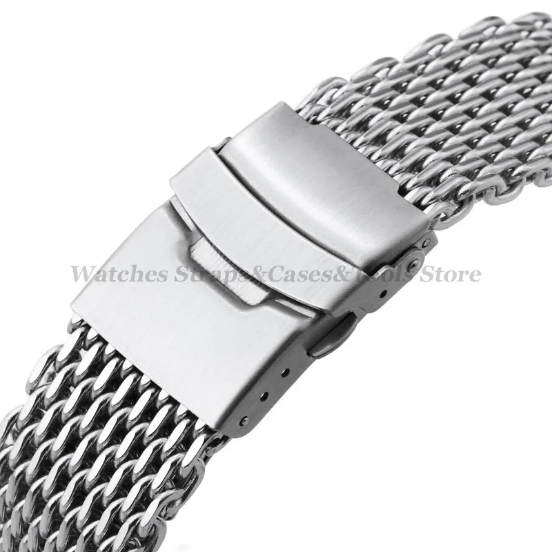 Shark Watch Strap 4.0mm Thickness for Seiko for Omega 18mm 20mm 22mm 24mm Mesh Solid Steel Strap Sport Diving Luxury Watch Strap