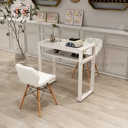 Mesa moderna y sencilla para Manicura, mueble Profesional de cristal para salón de Manicura, diseño especial japonés, color blanco, HD50ZJ