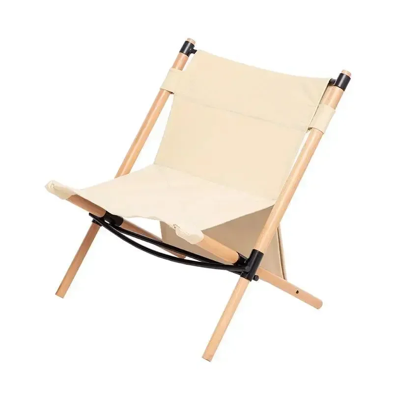 Garden Outdoor Camping Chair Solid Wood Kermit Chair Folding Stick Chair Lunch Break Back Beach Balcony Leisure