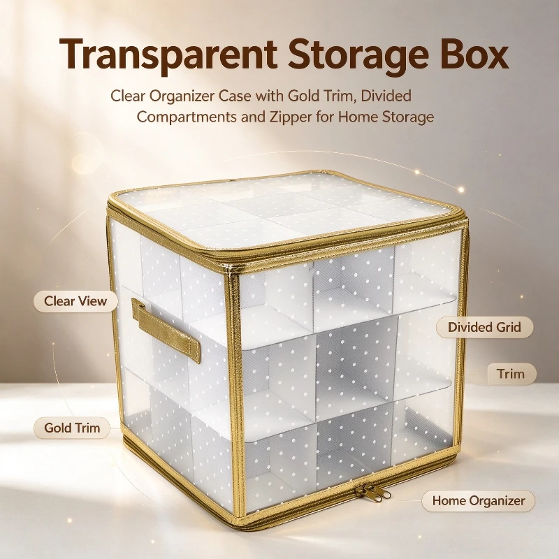 Collapsible Storage Bin For Christmas Decorations Large Capacity Box For Christmas Balls And Small Figurine Collectibles