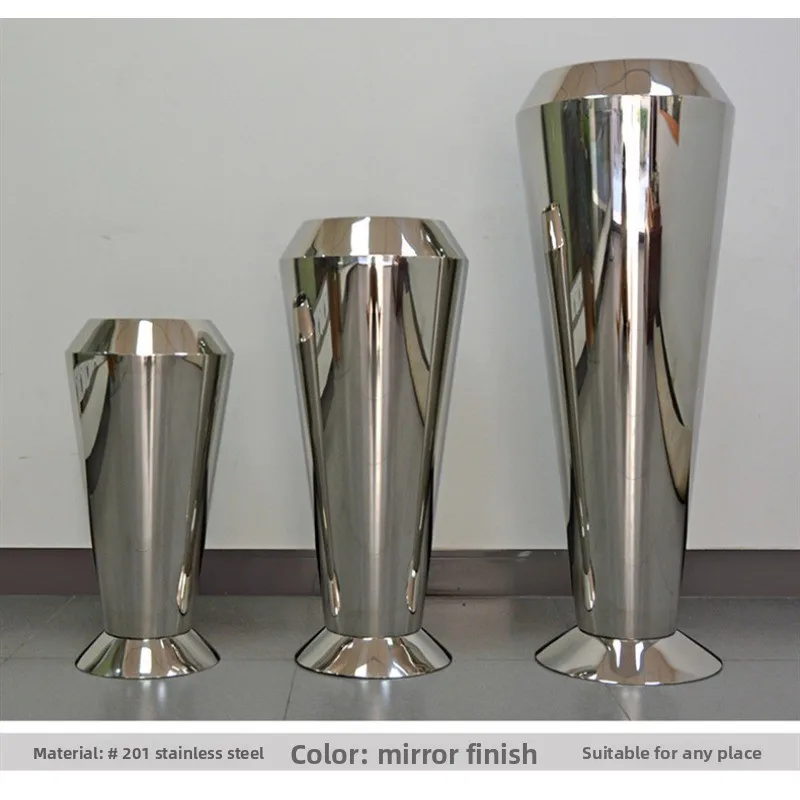 4 أحجام من 201 مزارعي دائري داخلي وخارجي من الفولاذ المقاوم للصدأ مع صندوق زهور على الطراز الأوروبي باللون الذهبي والفضي المصقول