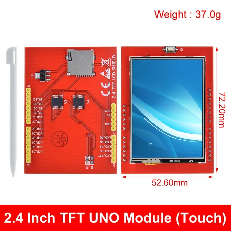 Imagem -03 - Módulo Tft Lcd de Tzt 2.4 Polegadas Tft Lcd Tela para Arduino Uno r3 Placa e Suporte Mega 2560 com Caneta de Toque Uno r3