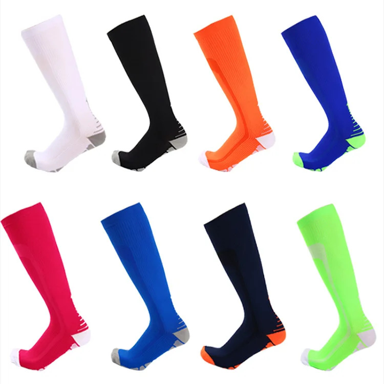 New Sports Compression Socks Multicolor Gradient Stockings Men Women Performance Woman Cycling Hockey Yoga Knee High