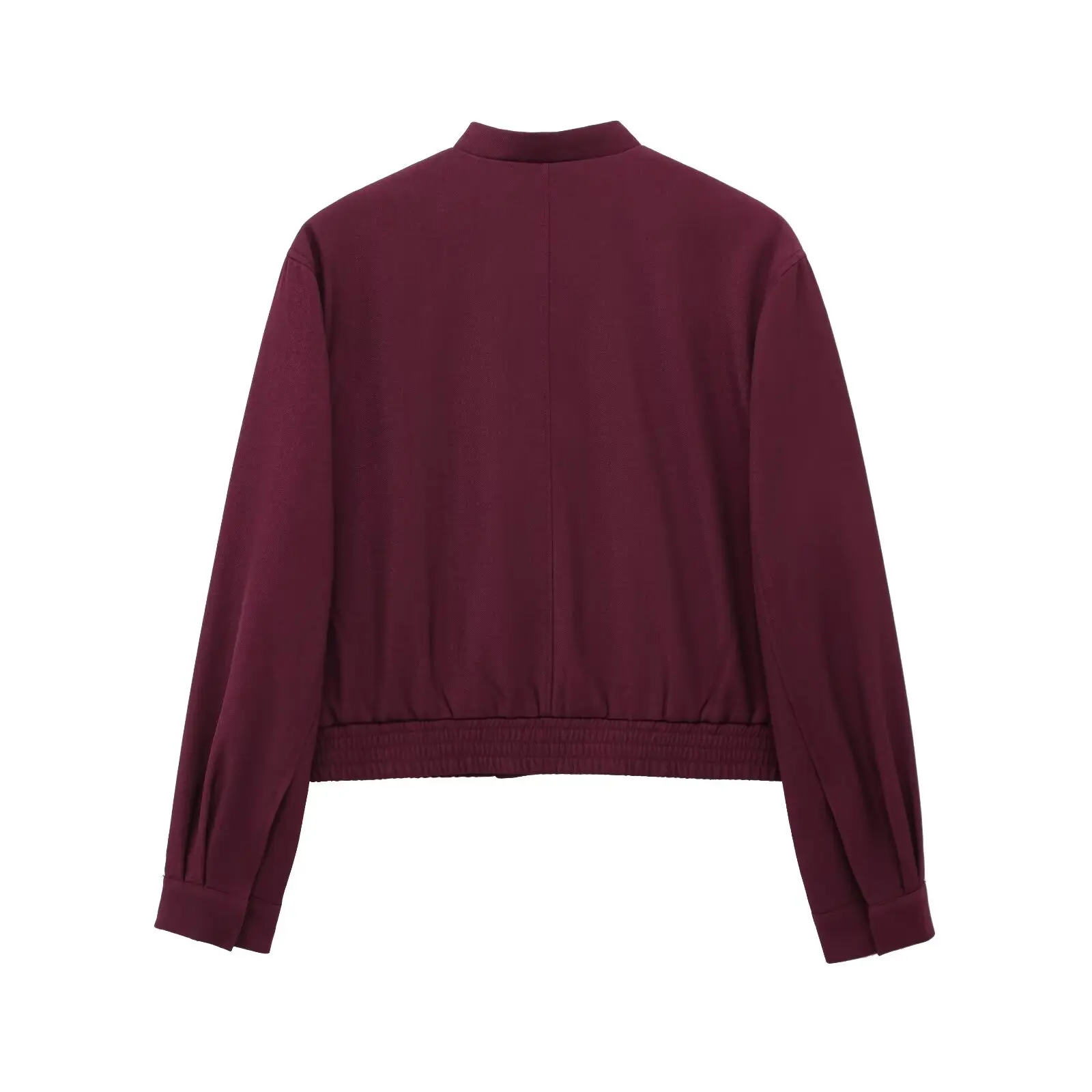 PB&ZA レディース ファッション セット バーガンディ スタンドカラー ジャケット ポケットとプリーツ ワイドレッグ パンツ付き AliExpress で販売