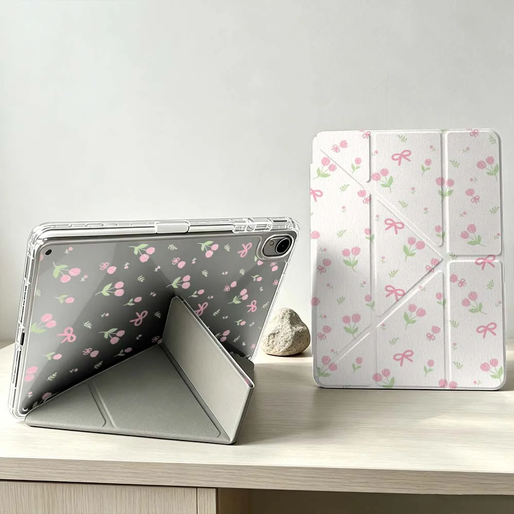 Pink Flower Bow Pattern For Huawei MatePad Pro SE Air 12X Honor Pad 9 V9 GT X9a X9 Foldable 3Y Tablet Case Soft