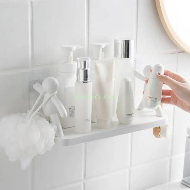 X90F Water Resistant Wall Shelf With Creative Character Strong Adhesive Bathroom Organizers