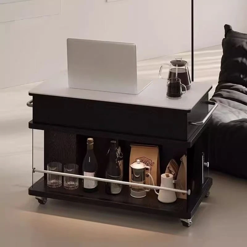 

Living room side table removable sofa side table light luxury high-end trolley coffee table 2025 new lifting rock slab