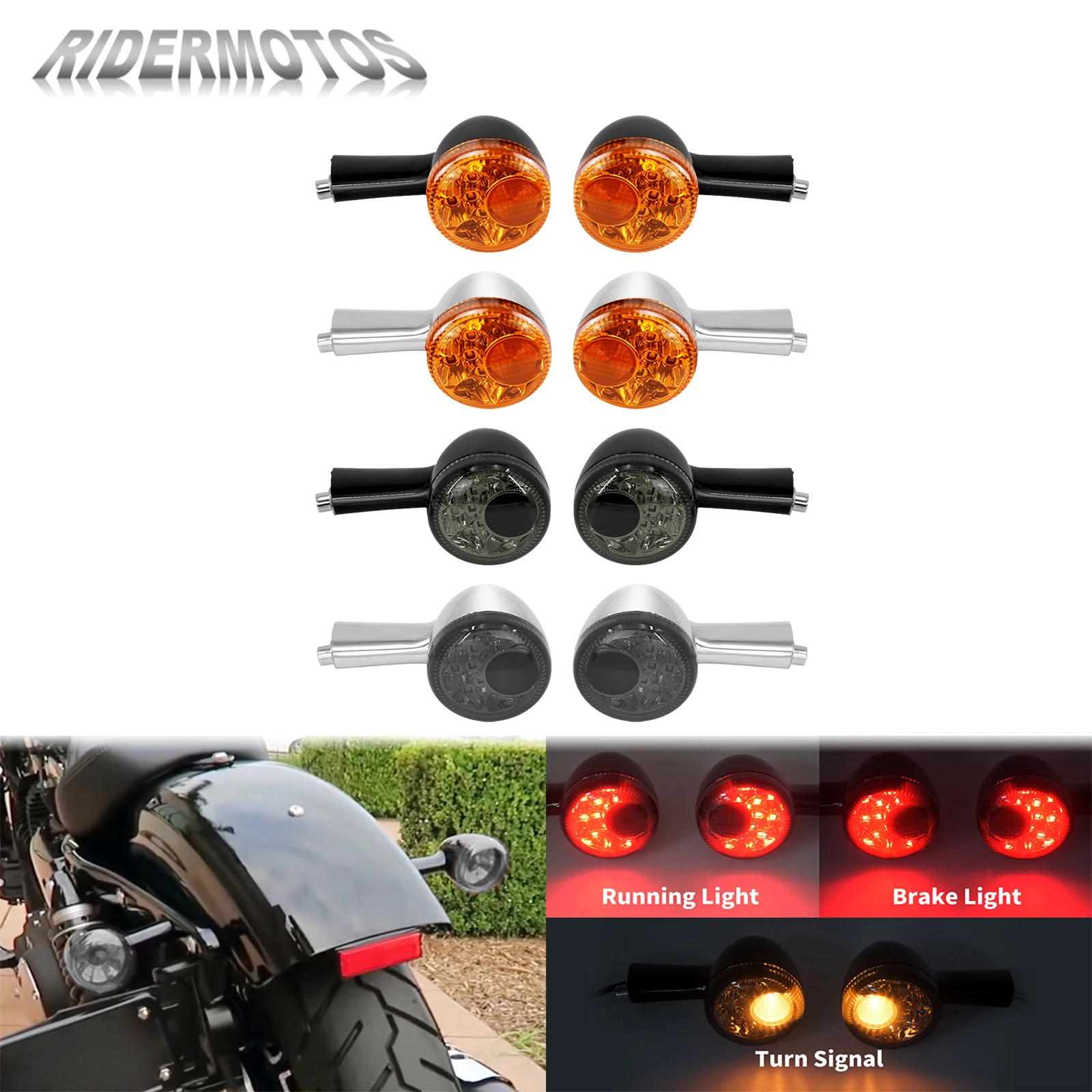 

2xMotorcycle Rear Turn Signals Indicators LED Brake Lights For Harley Sportster 883 Iron XL1200 48 Roadster Super Low 1992-2022