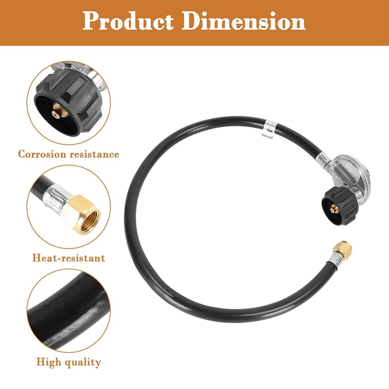 خرطوم ومنظم محول البروبان بطول 3.5 قدم، صمام تخفيض ضغط البروبان LPG محول البروبان العالمي لخزانات 5-40 رطل-A68X