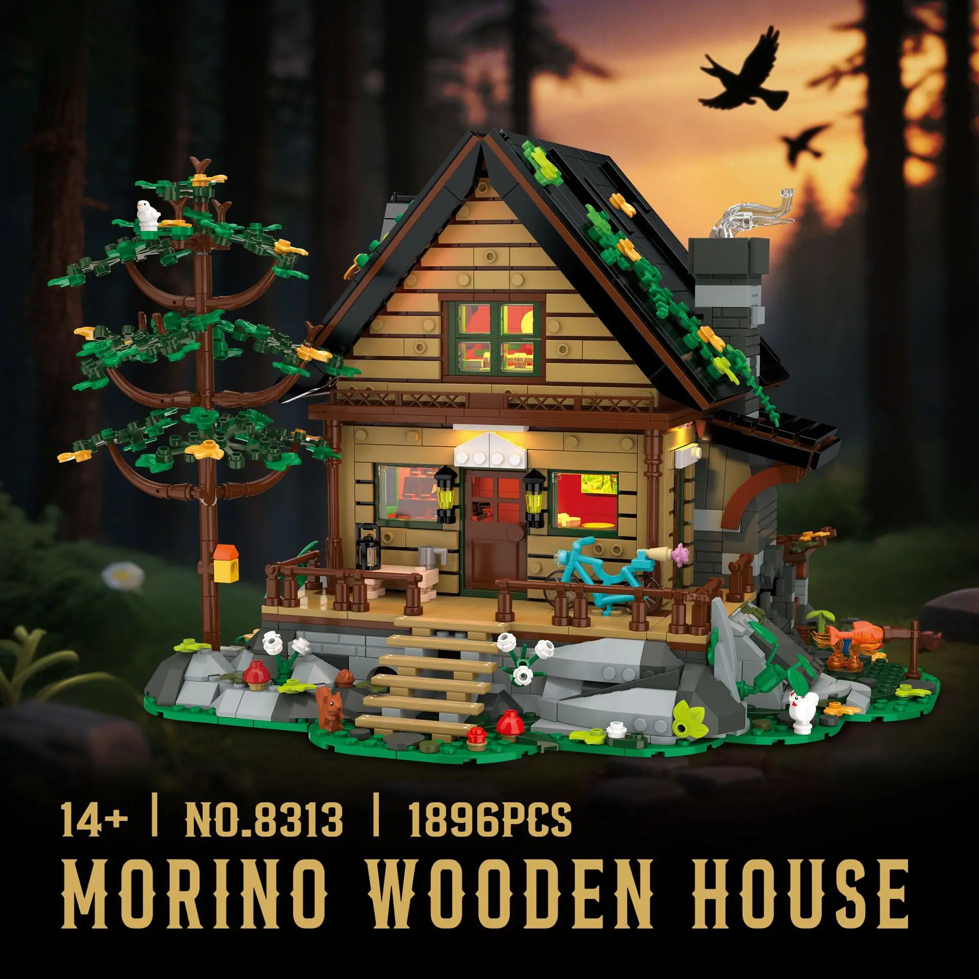 모리노 목조주택 거리 풍경 시뮬레이션 DIY 소형 조립식 장난감 장식 블록