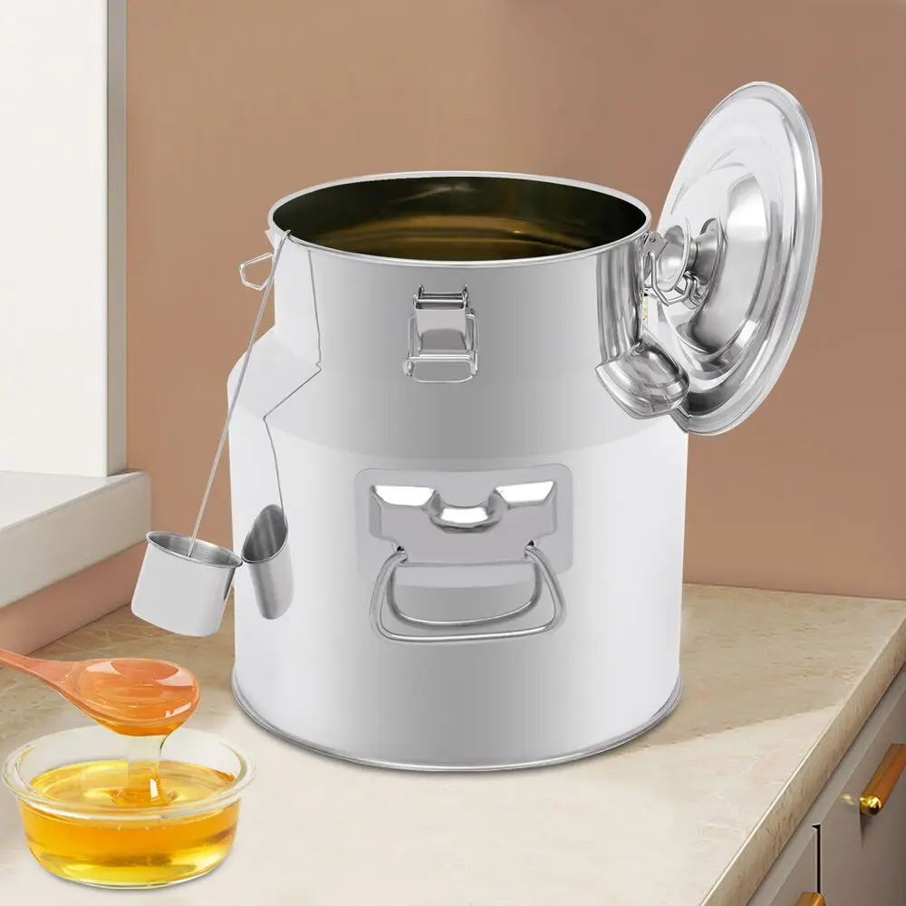 Jarra para leche de acero inoxidable de 22 L, 2.05 kg, con tapa a prueba de fugas y cierre de presión para transporte o almacenamiento, color plateado