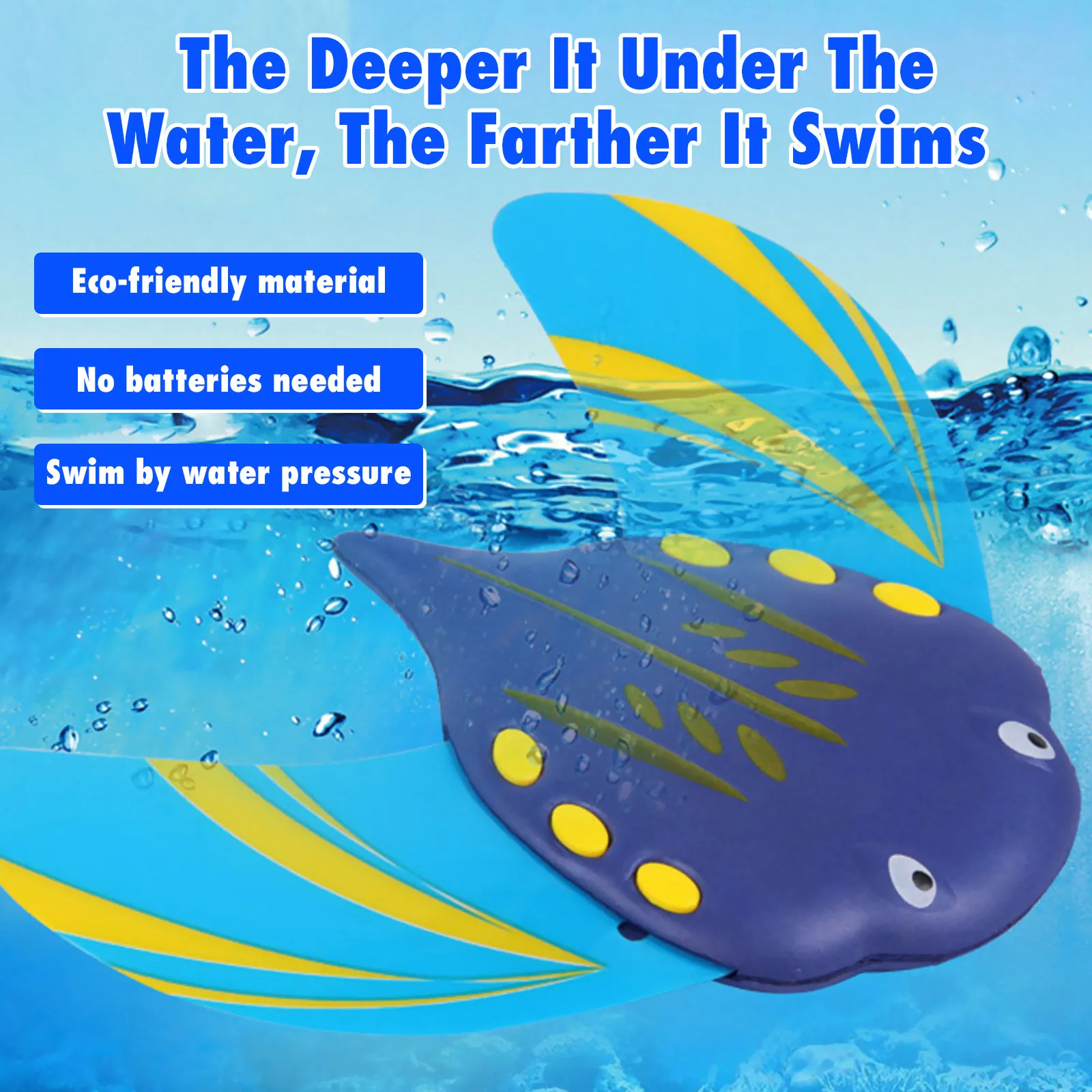 Hydrodynamic Fish Toys Summer Pool Bathtub Beach Underwater Gliders with Adjustable Fins Swimming Fish Toys for Kids Children