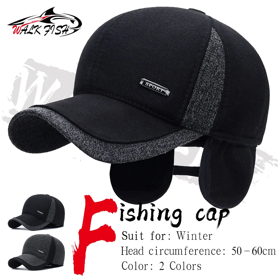 WALK FISH Winter Warmth Thickened Unisex Fishing Baseball Caps Outdoor Windproof Adjustable Casual Cycling Climbing Hats
