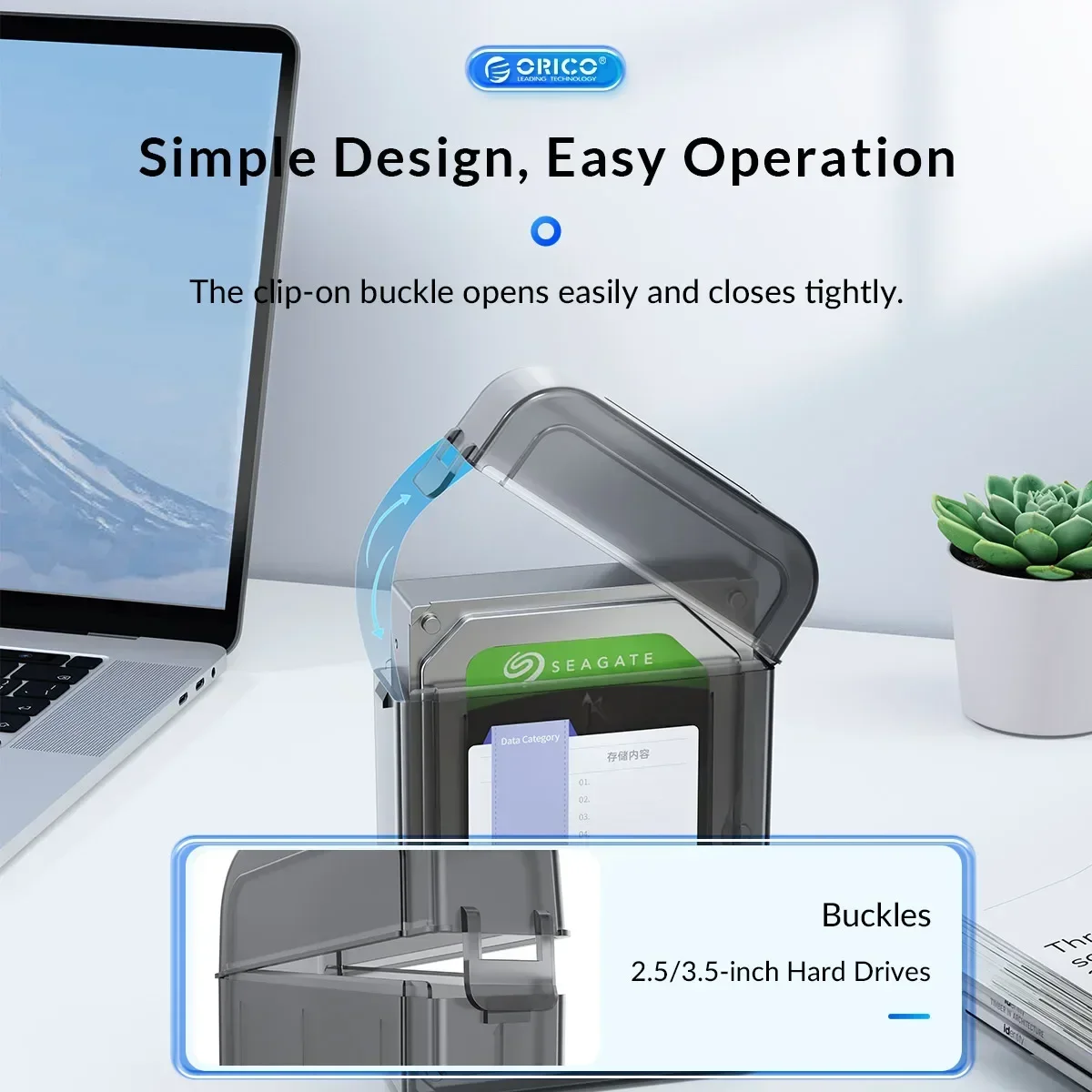 Orico 3.5/2.5 inch portable hard drive protection box desktop hard drive storage box 3.5 inch storage protection box with label