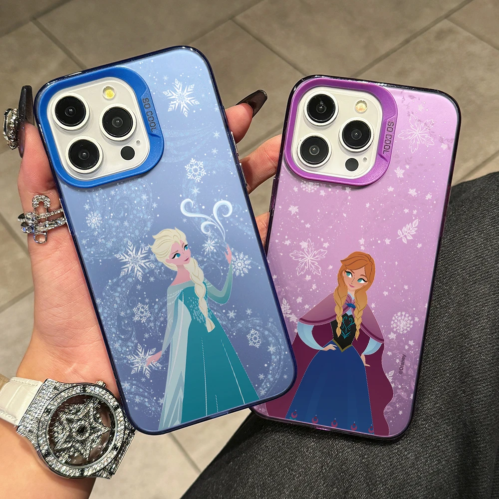 Frozen Elsa Anna Phone Case for Vivo Y50 Y33s Y30 Y22 Y21 Y21s Y21t Y15s V29 V25 S17 S12 Pro 5G Matte Colorful Silver Hard Cover