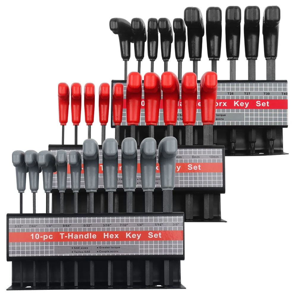 

WOZOBUY 10PCS T-Handle Hex Key Allen Wrench Set, Heavy Tee Handle Hex Key,It is widely used in factories, homes, Auto/Bicycle