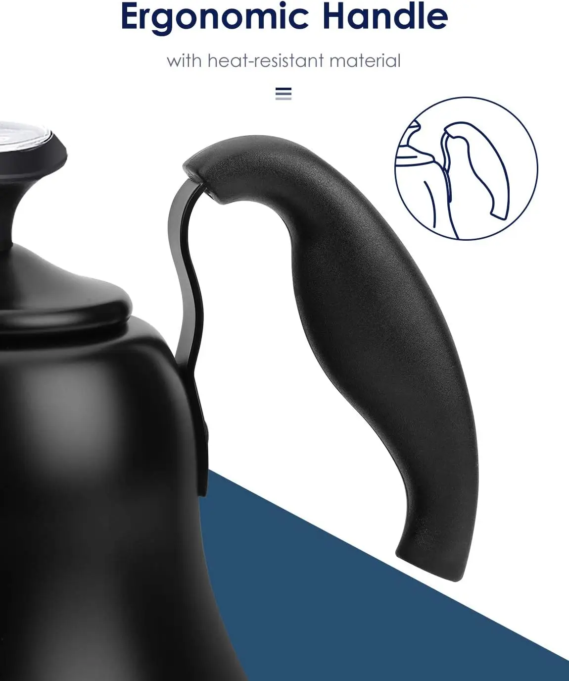 Tea Kettle with Thermometer Stovetop Gooseneck Kettle 28oz 0.8L Pour Over Coffee Pot, Matte Black Camping Home Kitchen Water Boi