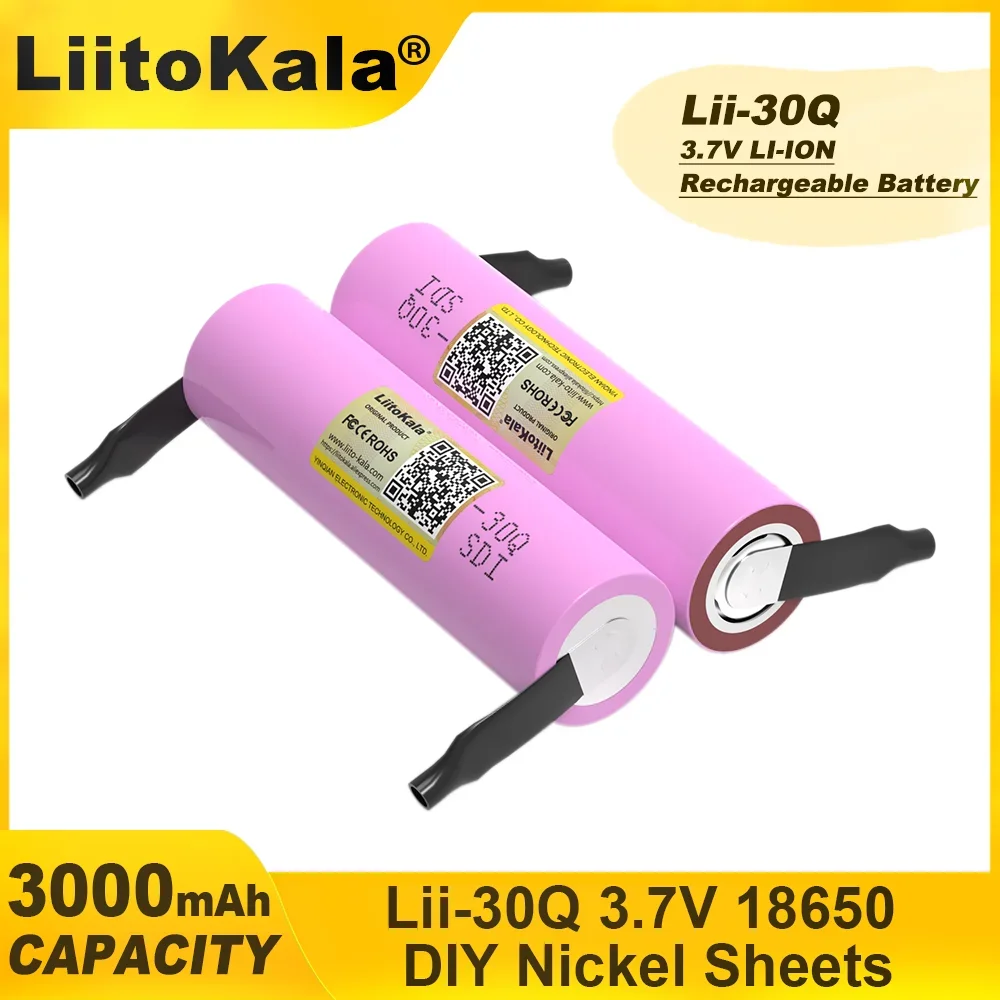 1-9PCS Liitokala ICR18650 30Q 18650 3000mAh Lithium Battery 3.7V Powered Rechargeable Battery Electric Tools+DIY Nickel 18.4*66