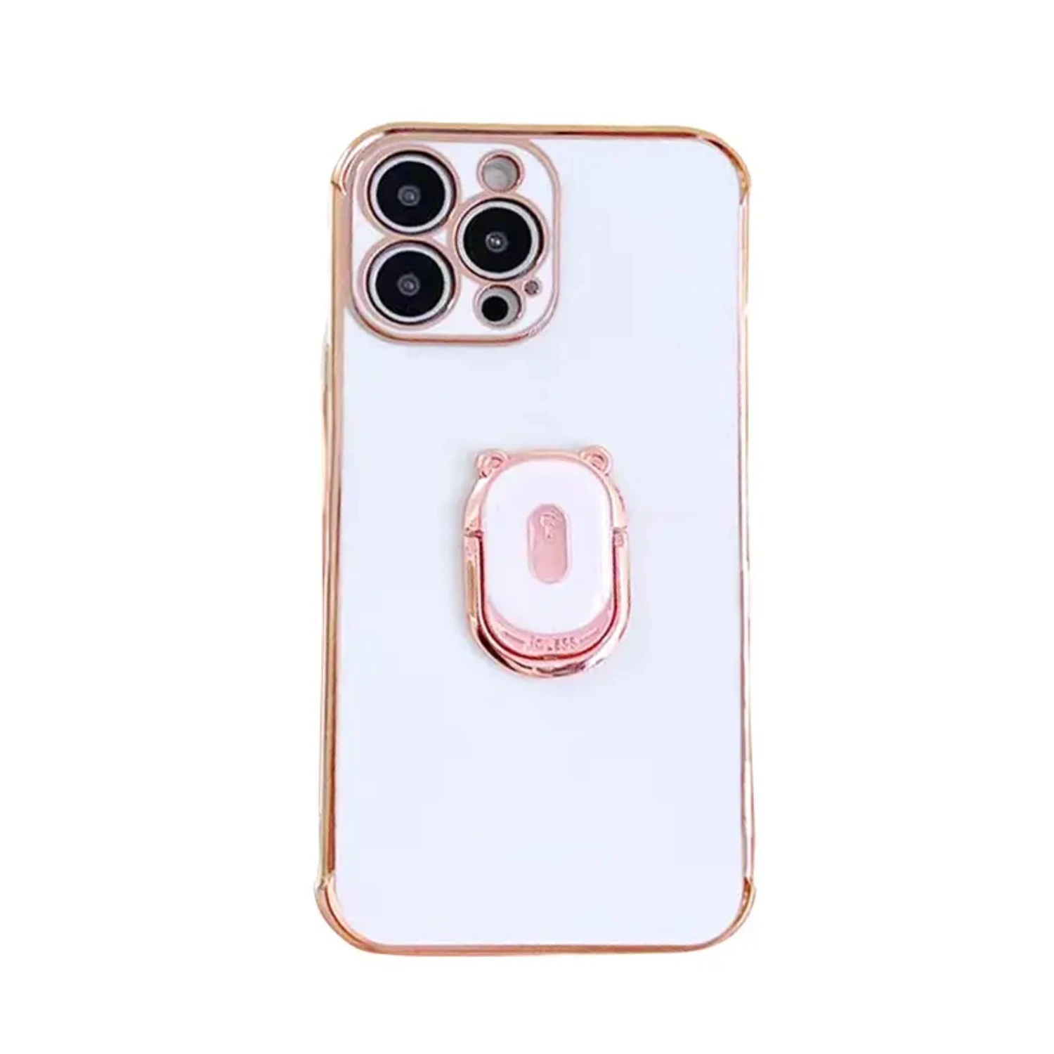 White Shock Absorbent Protective Case With Bear Stand For IPhone 7/7P/8/8P/X/XS/XR/Xs Max/11/11pro/11pro Max/12/12 Pro/12pro Max