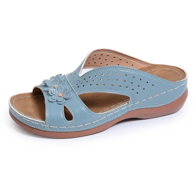 New Women's Slippers Casual Flower Hollow Wedge Beach Shoes Outdoor Fashion Platform Comfortable Non-slip Sandals Plus size 43 view 6