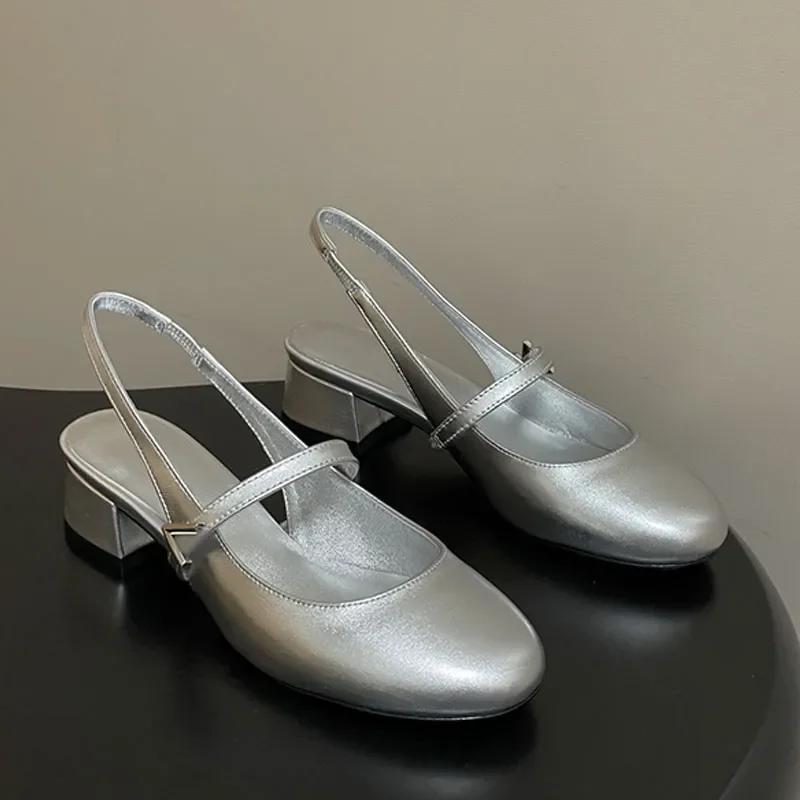 

Romy Slingback Pump Womens Classic Open Heel High Heels 1ACUQ2 Leather Outsole Designer Metal Calf Leather Elegant High Sandals