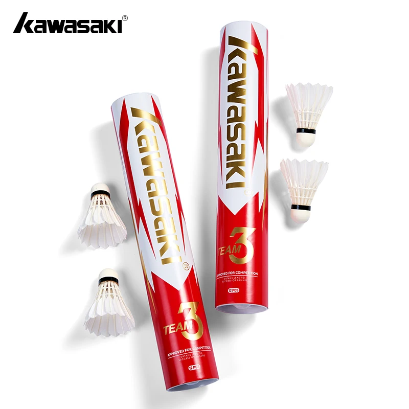 Kawasaki Badminton Shuttlecock Stable Flight Accurate Landing White Goose Feather 77/78 Speed for Professional Badminton Players