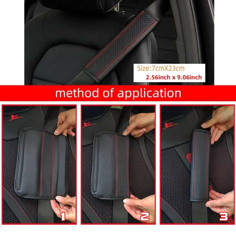 

1PCS PU Leather Embossed Car Seat Belt Shoulder Cover Decompression Comfort Car Accessories Safety Belt Protective Cover