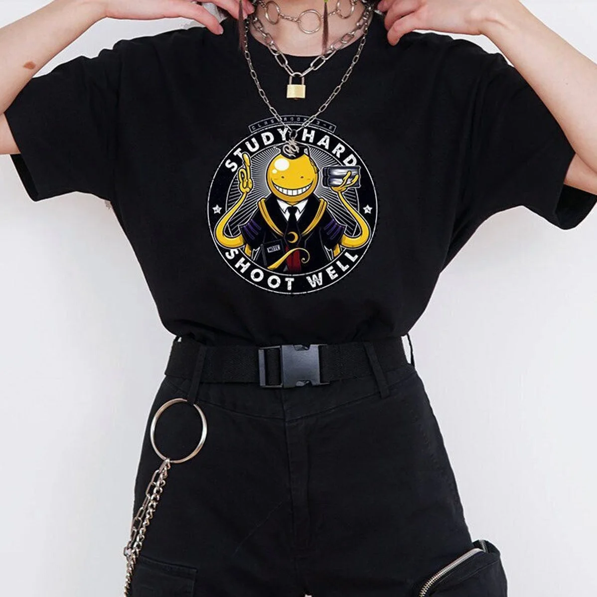 Koro Sensei Women Anime Kawaii T-shirt Girl Y2k Streetwear Goth Female Tops Tee Lady Manga Unisex Short Sleeve Oversized Clothes