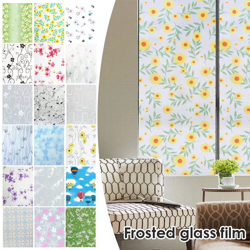 

2M Matte Frosted Window Film Opaque Self Adhesive Privacy Protective Decorative Stained Glass Sticker Tint Film For Home Decor