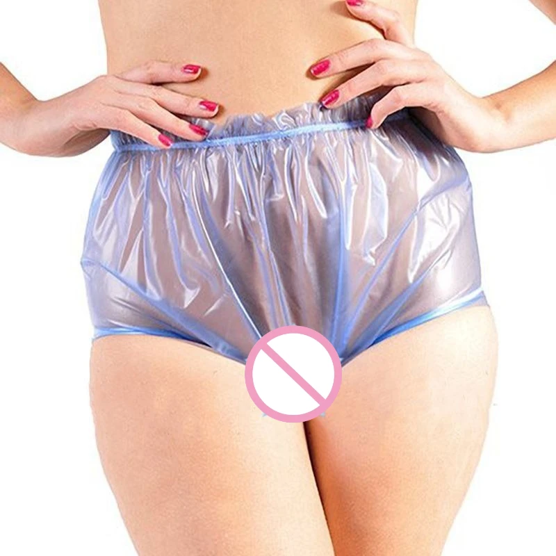 سراويل داخلية شفافة من مادة PVC عالية الخصر مقاس كبير ملابس داخلية نسائية من البلاستيك الناعم ملابس داخلية مريحة فضفاضة