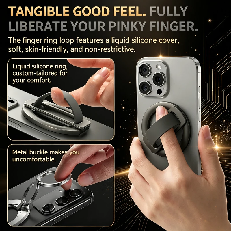 Cellphone Strong Magnetic Finger Ring Holder for Magsafe Folding Portable Phone Stand for iPhone 17 16 15 Pro Max Samsung Xiaomi