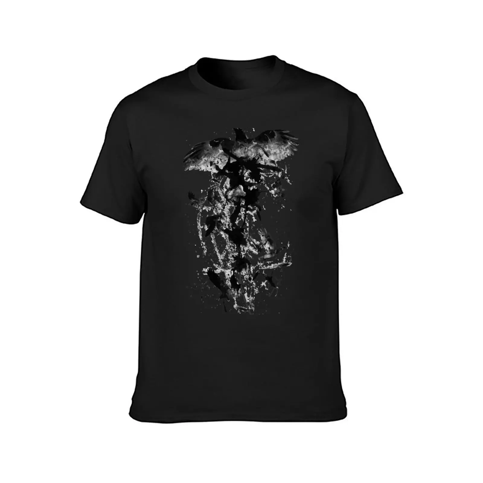 T-shirt nera corvo nero vestiti estivi magliette da uomo