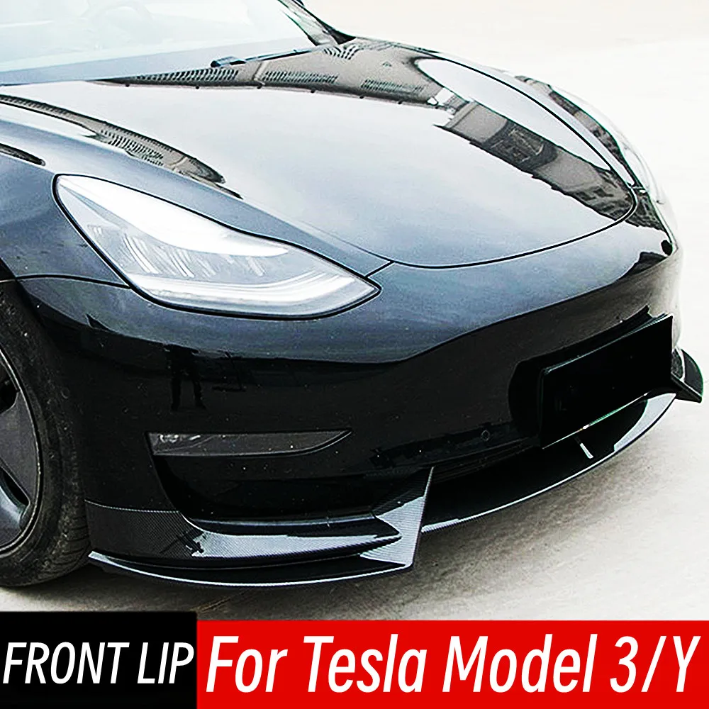 

For 2017 18 19 20 21 22 23 Tesla Model 3/Y Bodykit Car Front Bumper Lip Chin Spoiler Splitter Diffuser Tuning Accessories Part