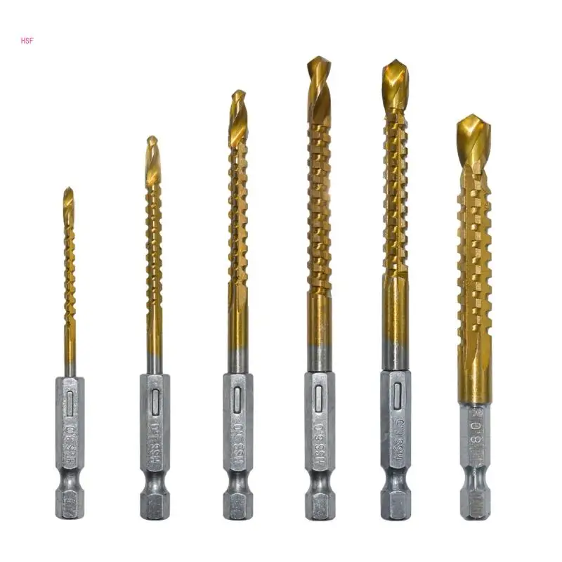 6Pcs Hexagonal Shank Drill Collection for Stable and Precise Cuts in Many Materials