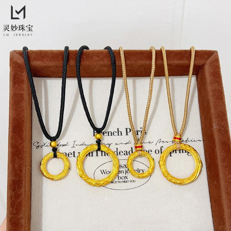 

Роскошное ювелирное ожерелье из настоящего золота 9999 24 карата для женщин, цепочка на свитер с пуговицей мира, подарок в китайском стиле для подруги