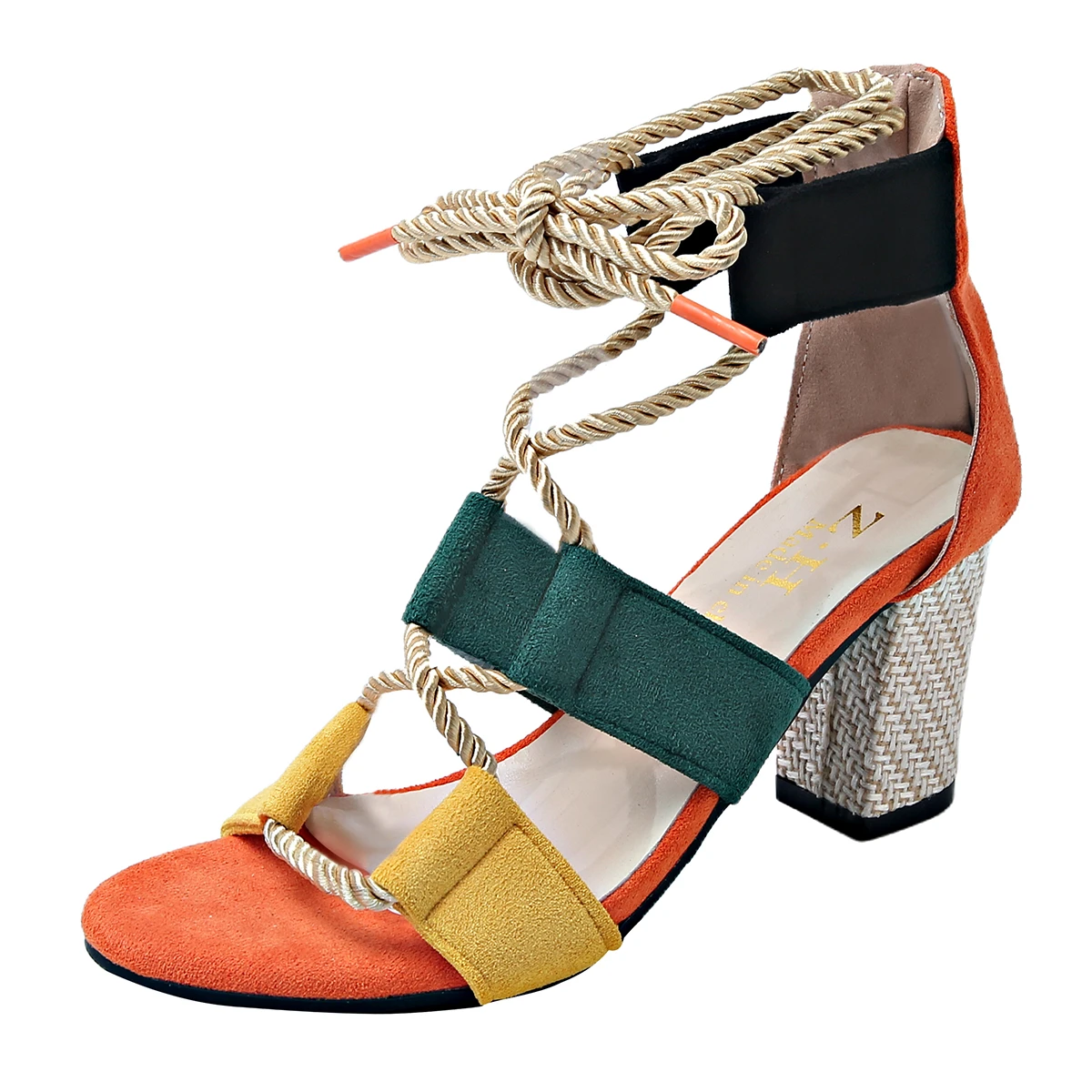 

Женские сандалии, новая тенденция, летняя обувь на массивном каблуке, модные сандалии на высоком каблуке, дизайнерские женские туфли на шнуровке с открытым носком