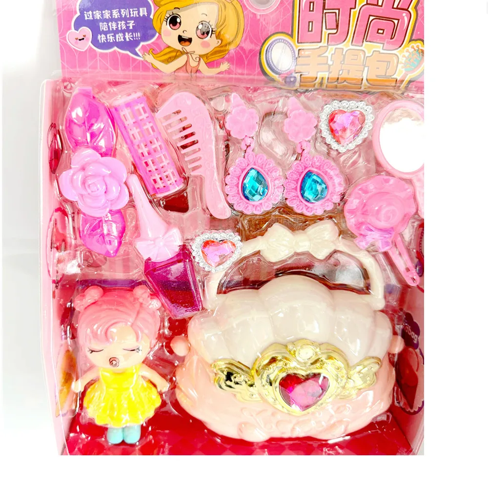1 مجموعة الكرتون اللعب منزل محاكاة الفتاة طقم ماكياج مشط حقيبة ماكياج مرآة أحمر الشفاه البلاستيكية نموذج لعبة هدية للأطفال #4
