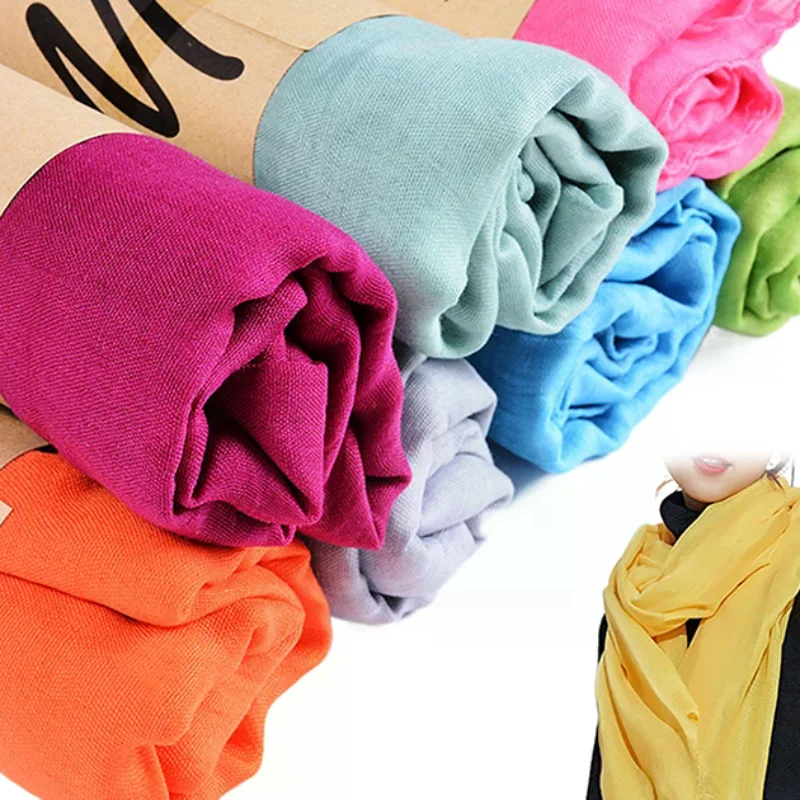 Women's Windproof Scarf Shawl Wearable Blanket Luxury Autumn And Winter Solid Color Cotton Warm Headscarf Gift