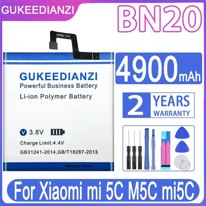 4900mAh GUKEEDIANZI Battery For Xiaomi Mi 5C M5C Mi5C BN20