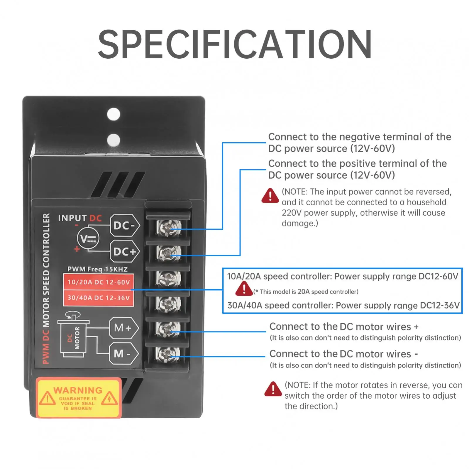 12-60 فولت تيار مستمر PWM فرشاة وحدة تحكم في سرعة المحرك 550/775/795/895 موتور تيار مباشر التبديل إلى الأمام عكس منظم سرعة المحرك الكهربائي