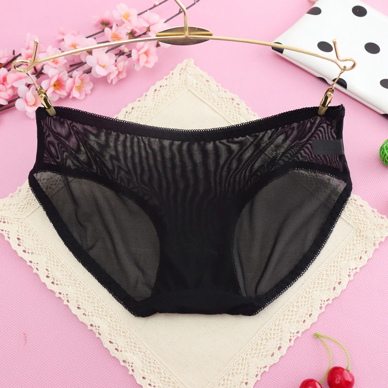 Women's Panties Full Sheer Mesh Low Mid Rise Solid Color See Through Elastic Trim Breathable Ladies Underwear Super Comfortable