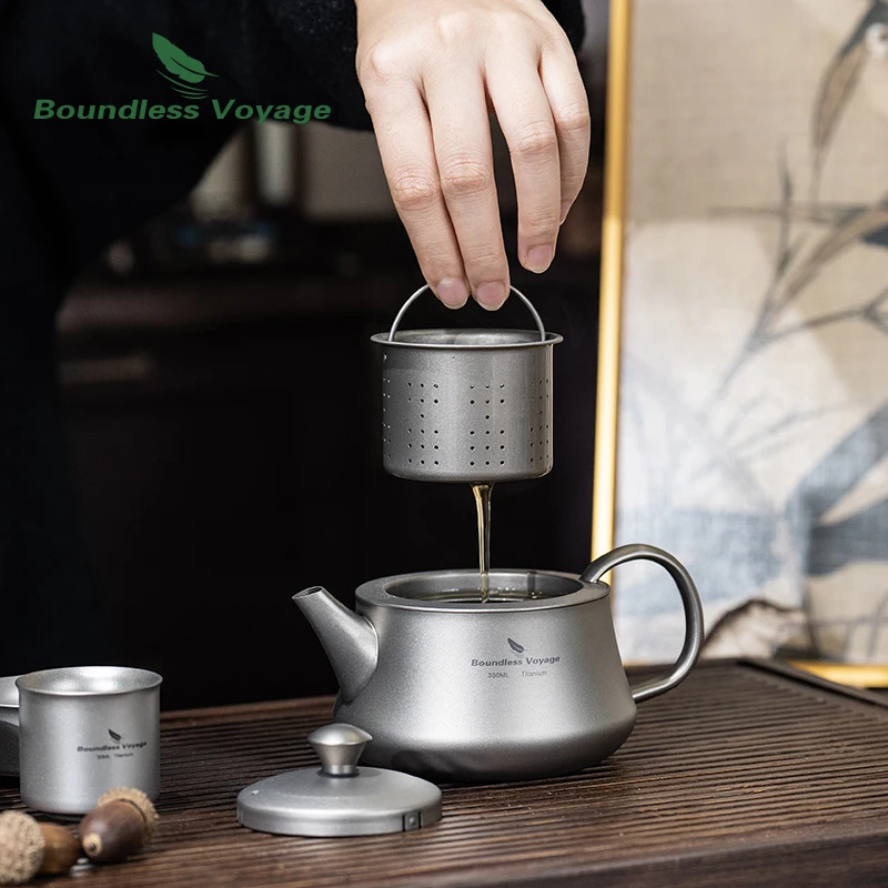 Boundless Voyage Titanium Kettle 300ml Portable Teapot Reusable Travel Camping Coffee Tea Kettle