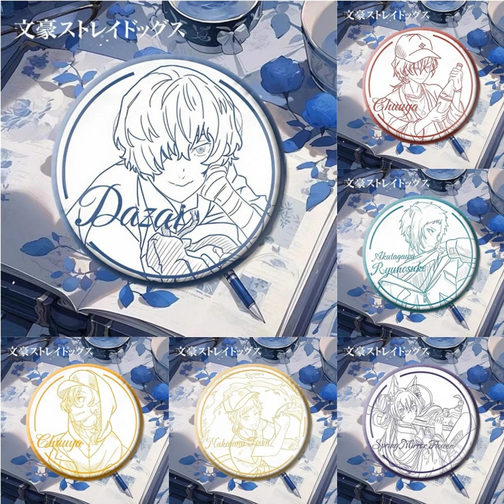 58mm Anime ‌Bungo Stray Dogs Dazai Osamu Nakahara Chuuya‌ Cosplay COSTUME Badge Pin SPTE Tinplate Brooch﻿ Prop Xmas Gift