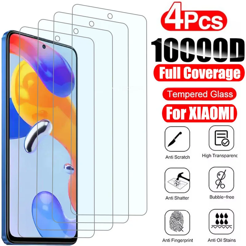 4PCS Tempered Film For Xiaomi Redmi A3 Note 10 11 9 8 7 Pro 9A 9C  8A 7A Glass Protective Glass For Redmi Note 10 9 10S 8 7 8T