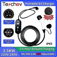 Teschev 3.5KW 16A 1Phase Type 2 Portable EV Charger Type 1 J1772 EVSE Charging Box Charging Station for Electric Car Charger