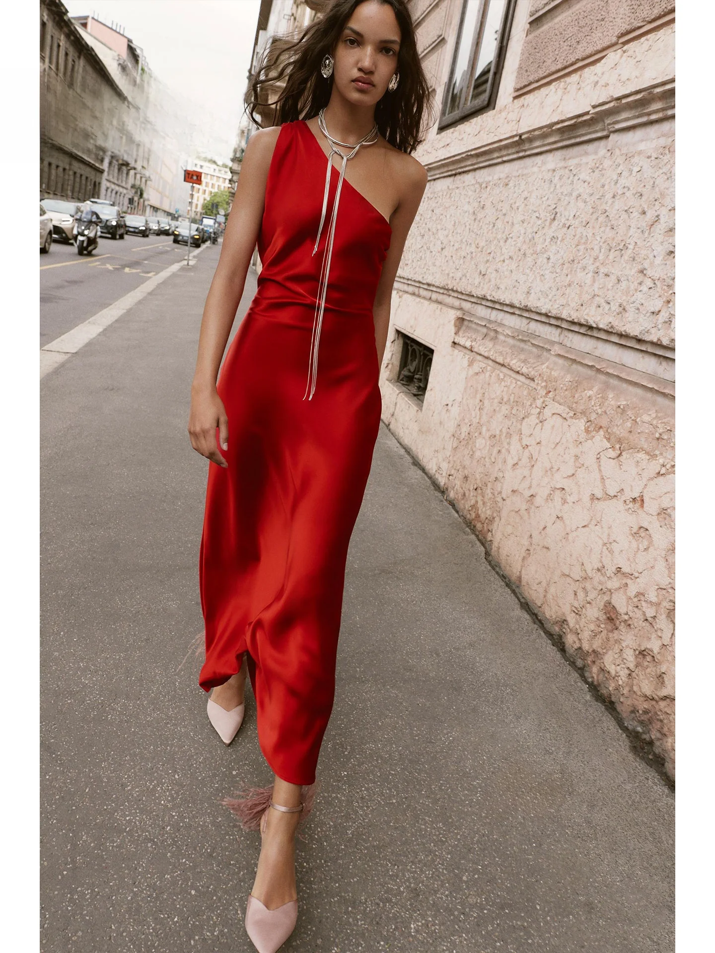 ZAPRHA مثير بال غير متناظرة مادة الحرير الساتان ميدي الدكتور عادية Sle Svel عالية الخصر الخريف وصول جديد