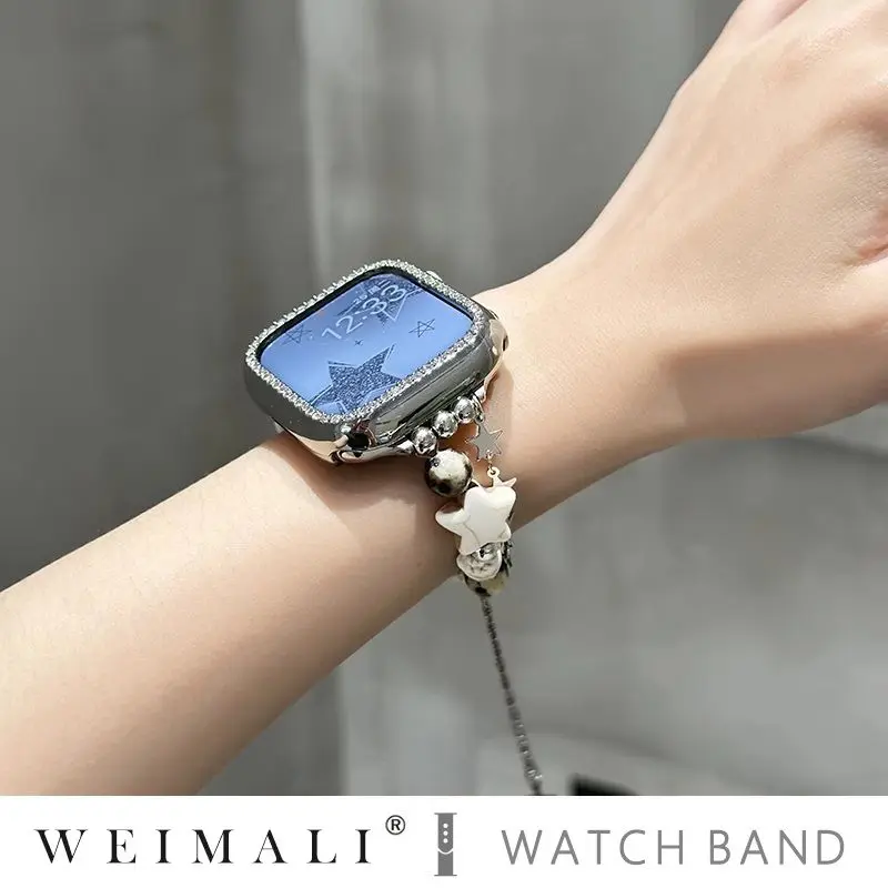 Muschelschale Seestern Perlenarmband kompatibel mit iWatch Apple Armband 38mm 40mm 41mm 42mm 44mm 45mm 49mm handgefertigtes Armband